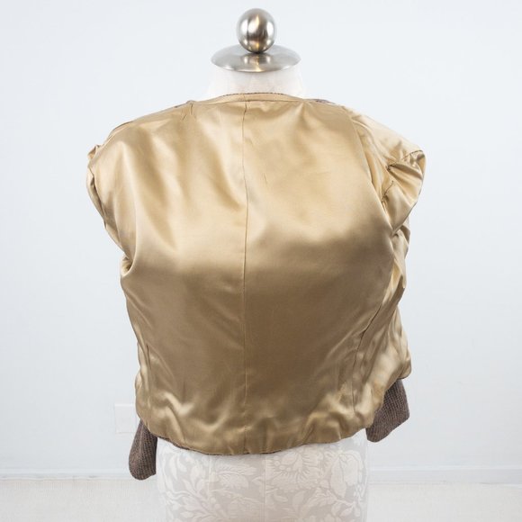 Vintage 70s M Cropped Tweed Blazer Jacket Brown - Picture 10 of 12